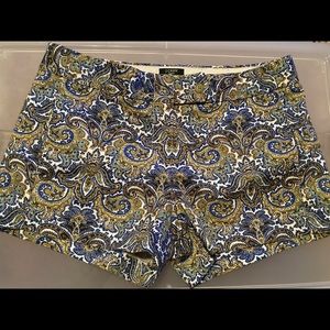 J Crew Paisley Shorts City Fit Size 2 Blue Green